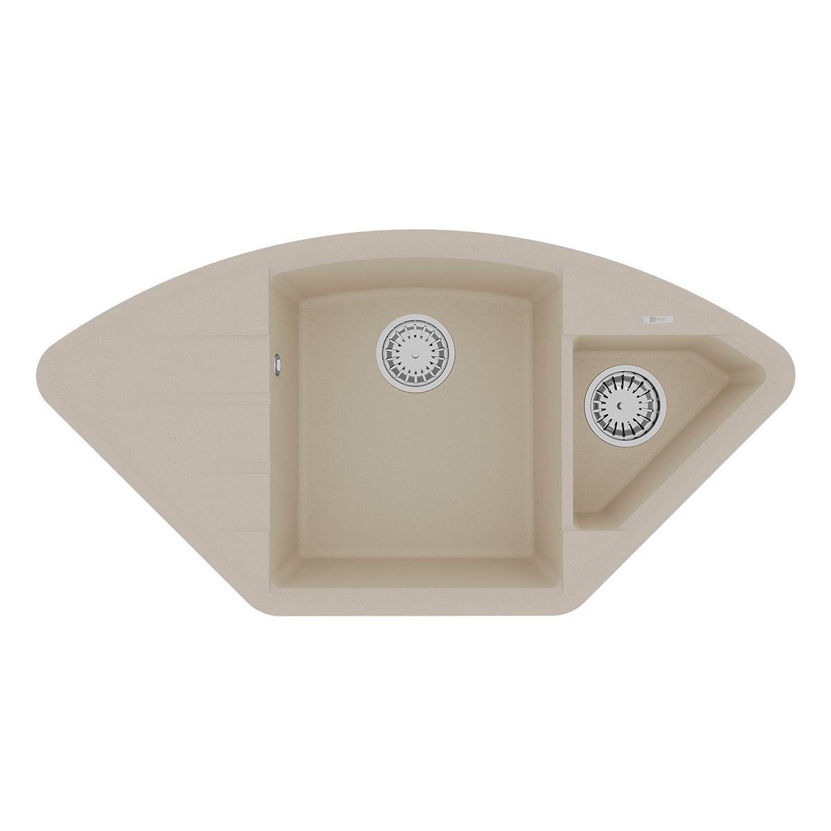 Мойка кухонная Lemark IRKANA 980 врезная угловая с доп. чашей и крылом из кварцгранита, бежевый