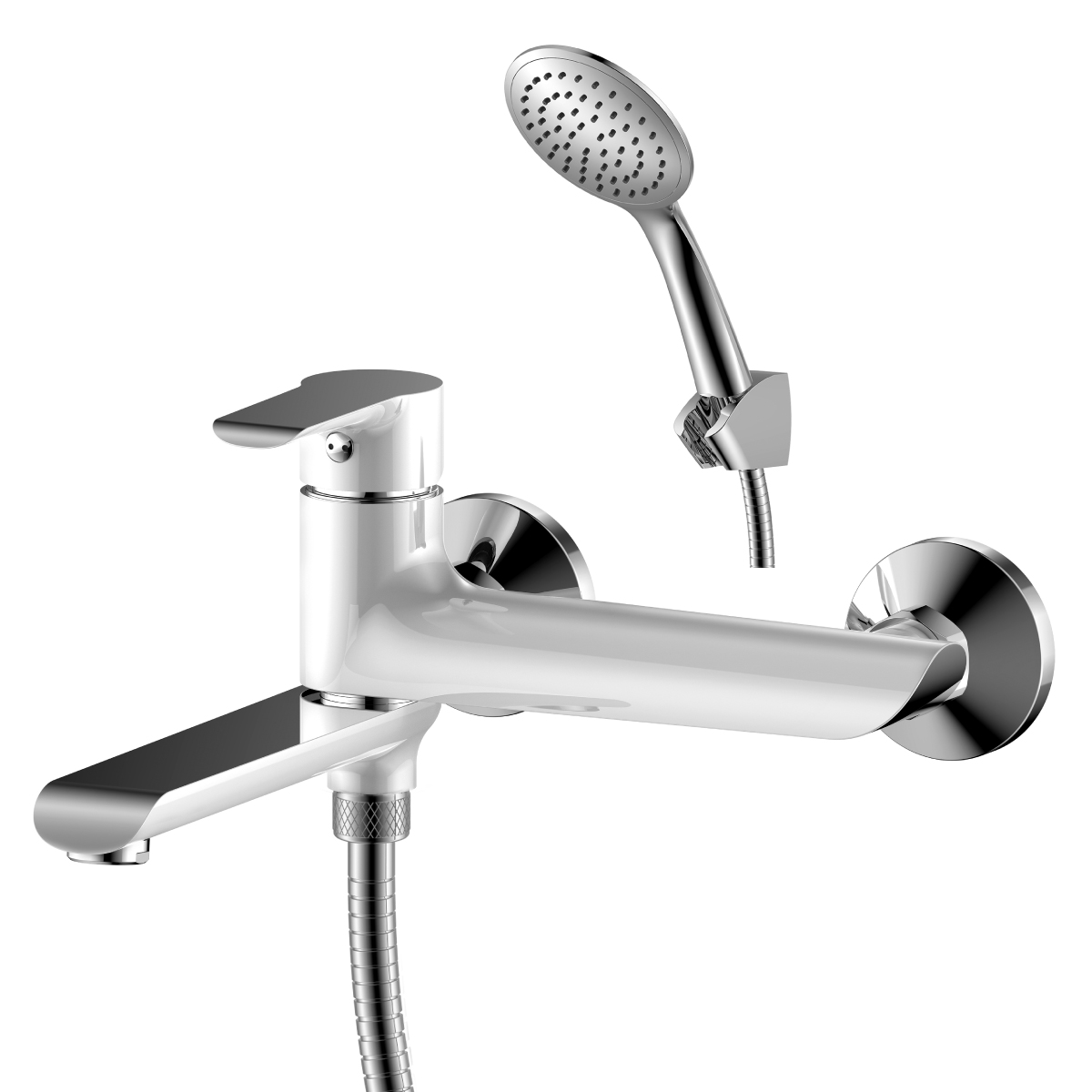 Смеситель Rossinka W35-33 для ванны, хром/белый