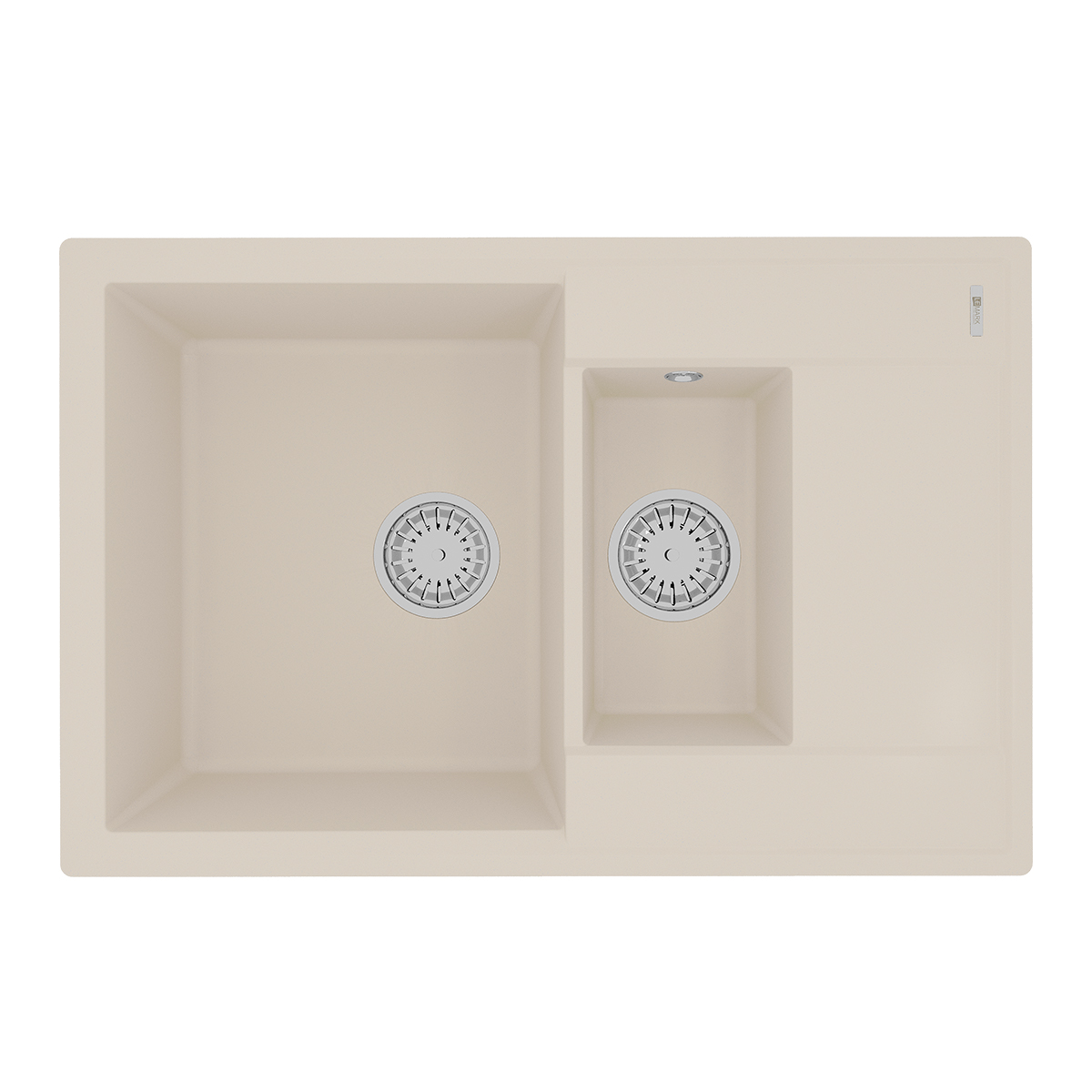 Мойка кухонная Lemark RAMZA 760 врезная прямоугольная с доп.чашей и крылом из кварцгранита, шампань 