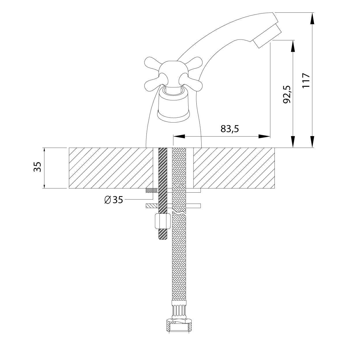 Смеситель Rossinka H02-61R для раковины, хром