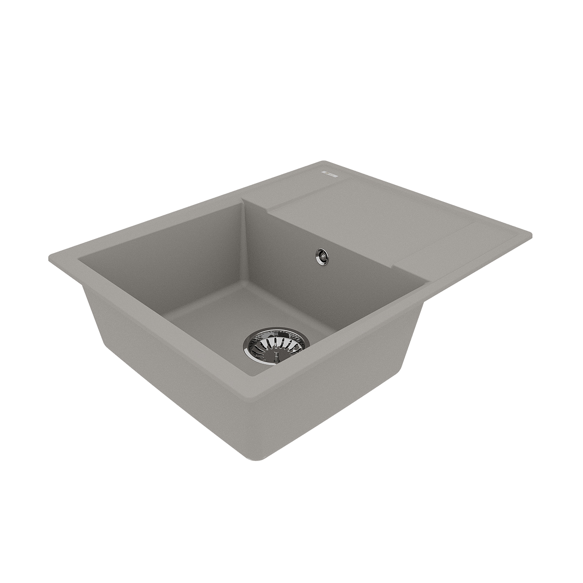 Мойка кухонная Lemark IMANDRA 640 врезная прямоугольная с крылом из кварцгранита, грей