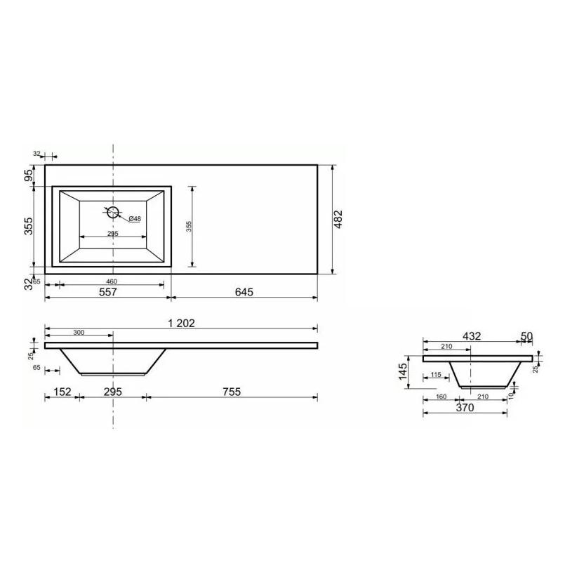 Умывальник мебельный OPADIRIS Эстет Даллас 120 правая, с кронштейном
