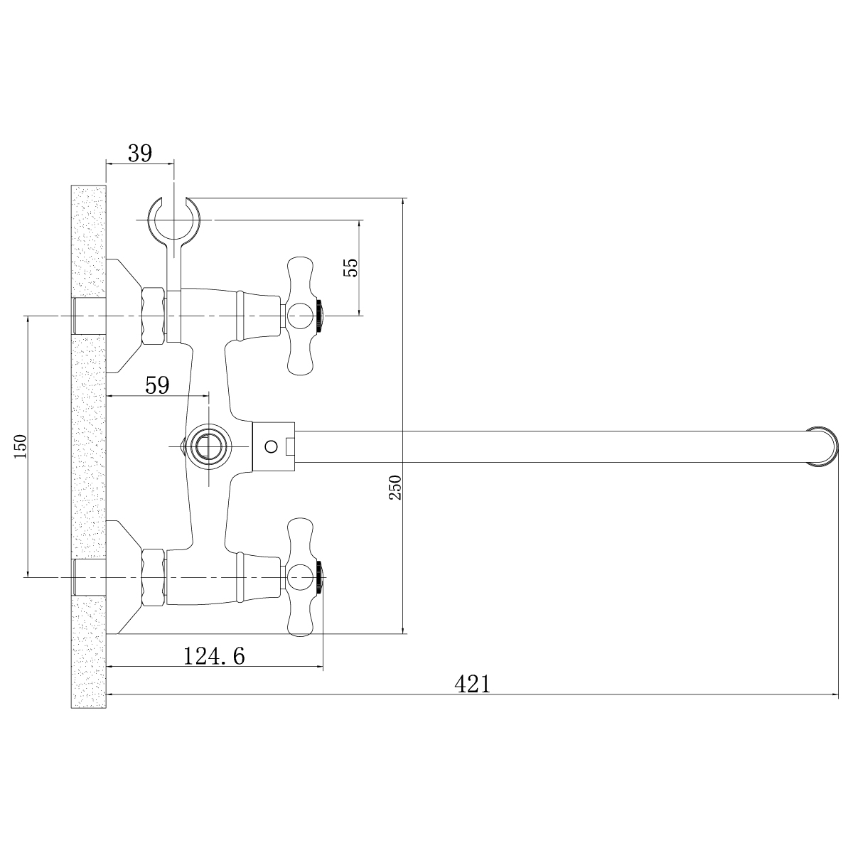 Смеситель Rossinka H02-84r для ванны универсальный, хром