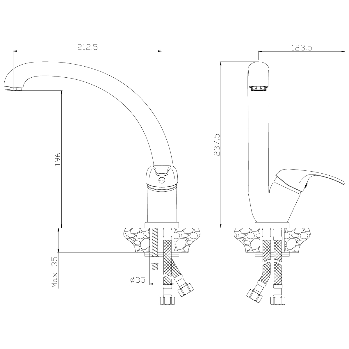 Смеситель Rossinka Y35-23 для кухни, хром