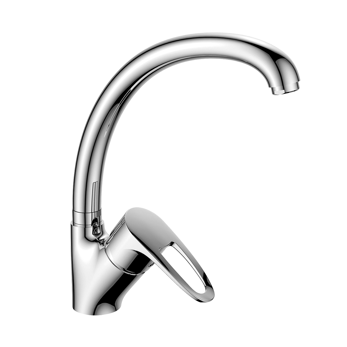 Смеситель DECOROOM DR70021 одноручный  для кухни с высоким поворотным изливом, хром