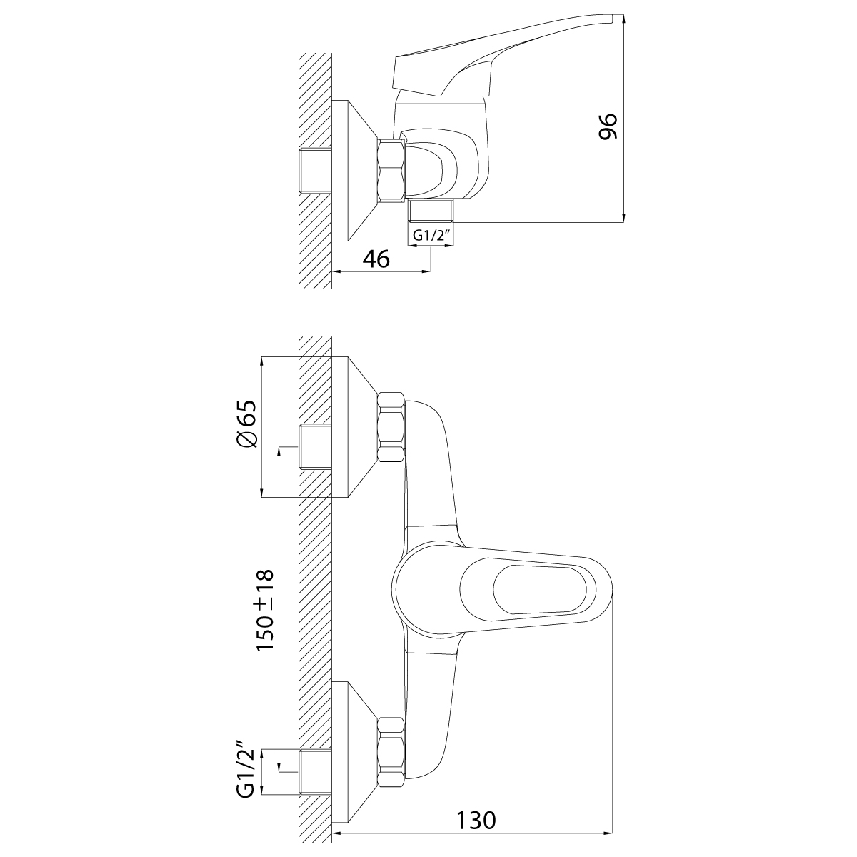 Смеситель Rossinka B35-41 для душа, хром