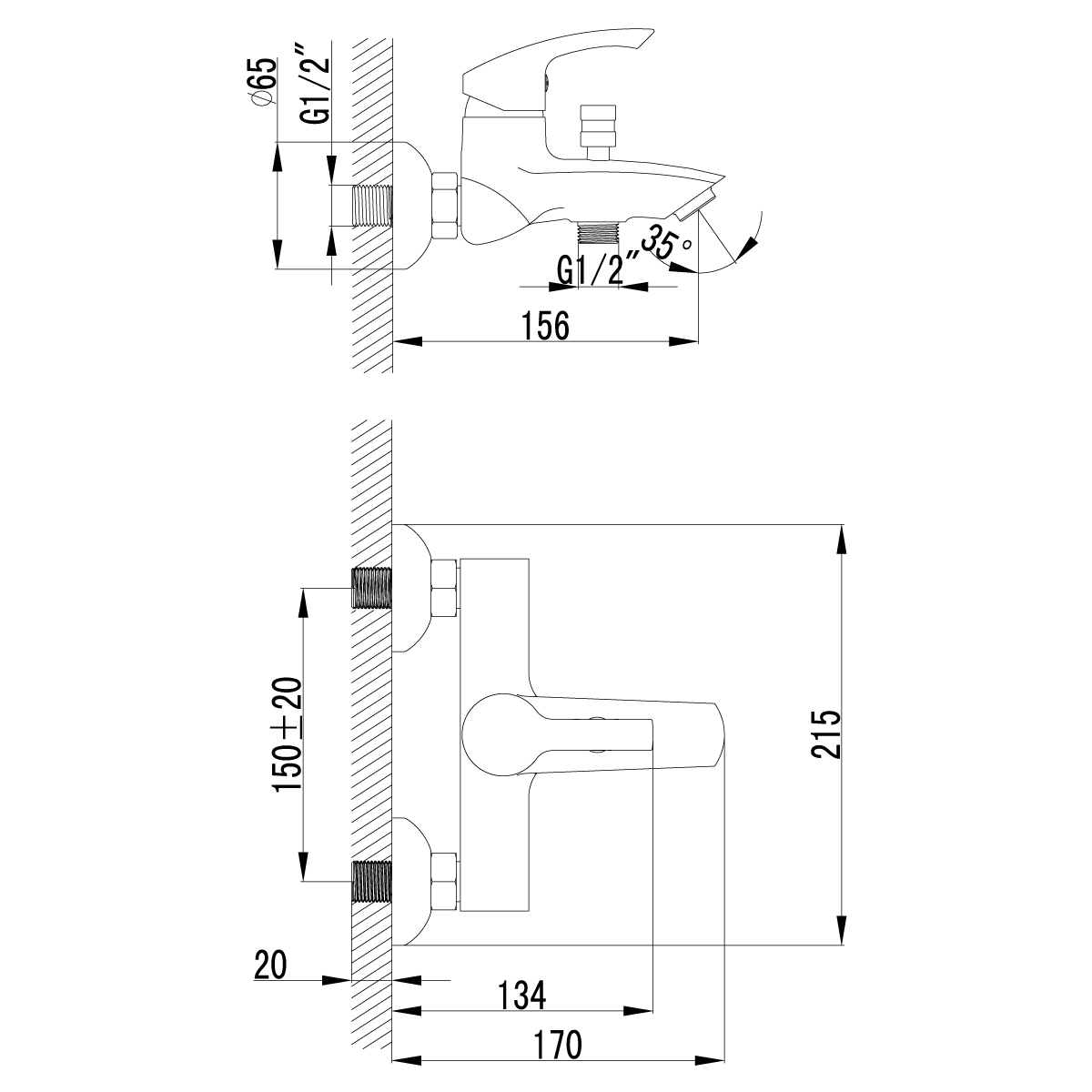 Смеситель Lemark Plus Strike LM1102C для ванны, хром