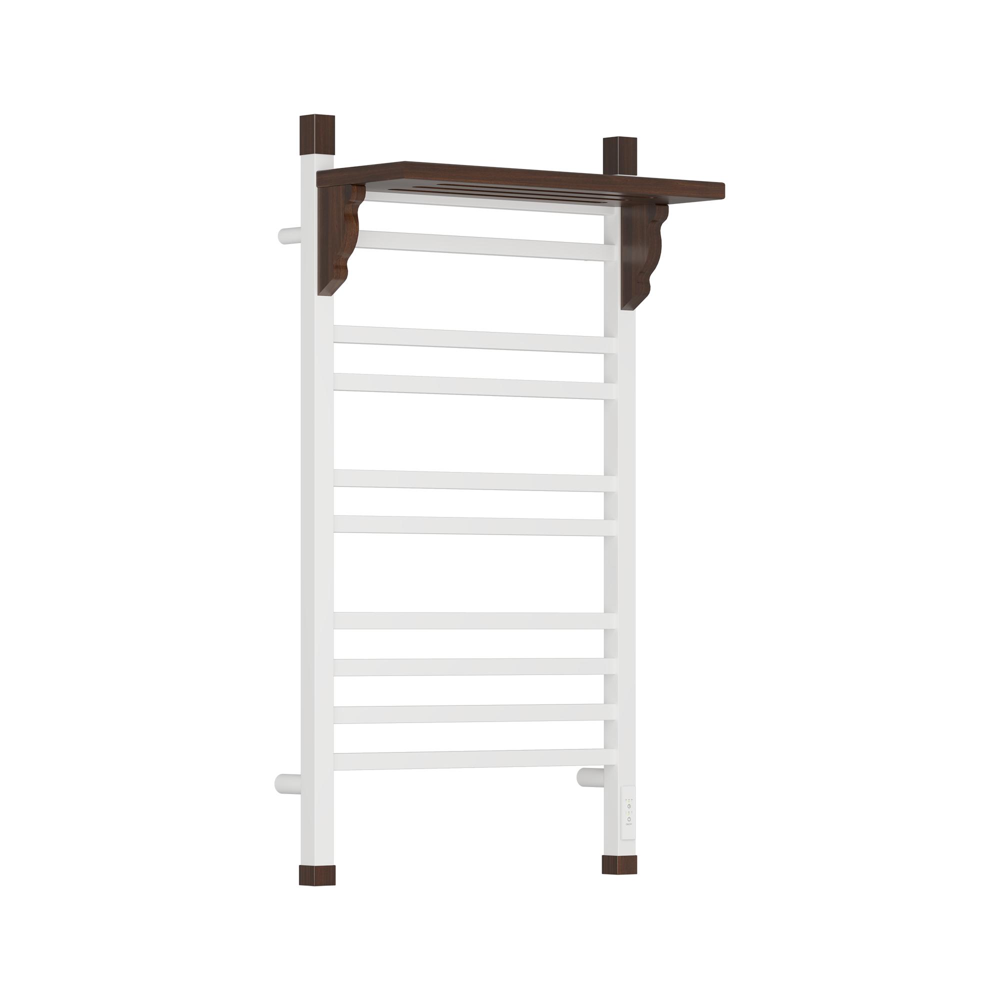 Полотенцесушитель электрический OPADIRIS Лоренцо OS41359WN с полкой, белый матовый/светлый орех