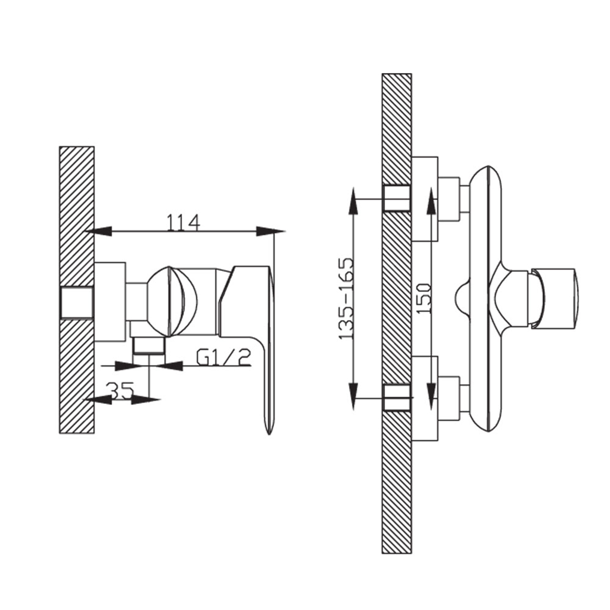 Смеситель Rossinka V35-41 для душа, хром