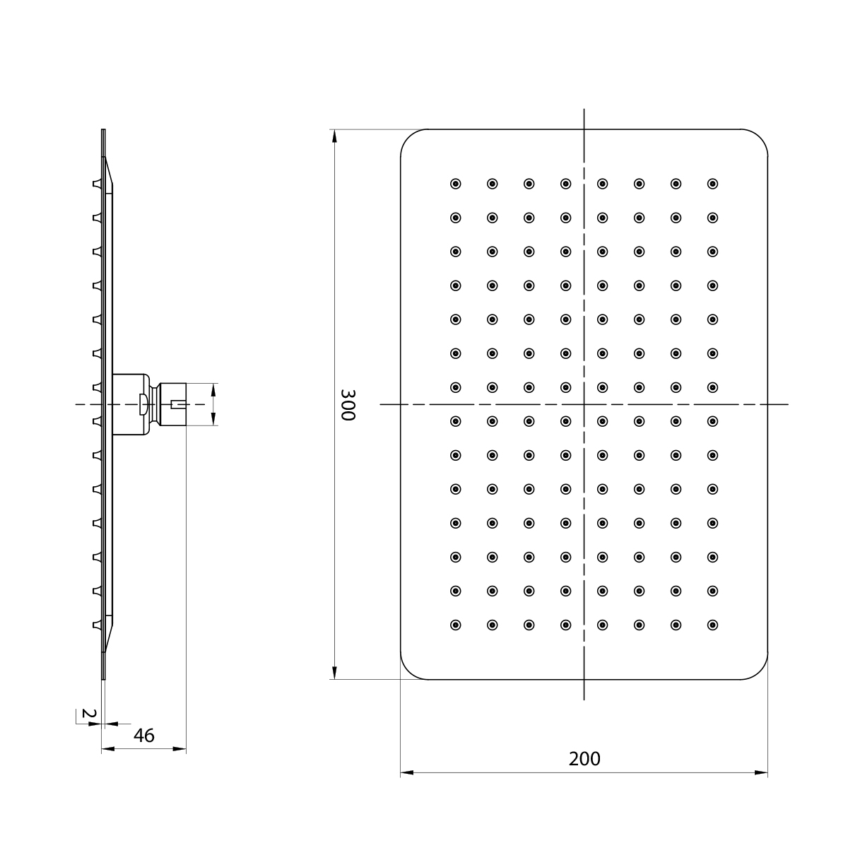 Душевая лейка Lemark LM9490GM верхняя, прямоугольная, 300х200мм, нерж. сталь, графит