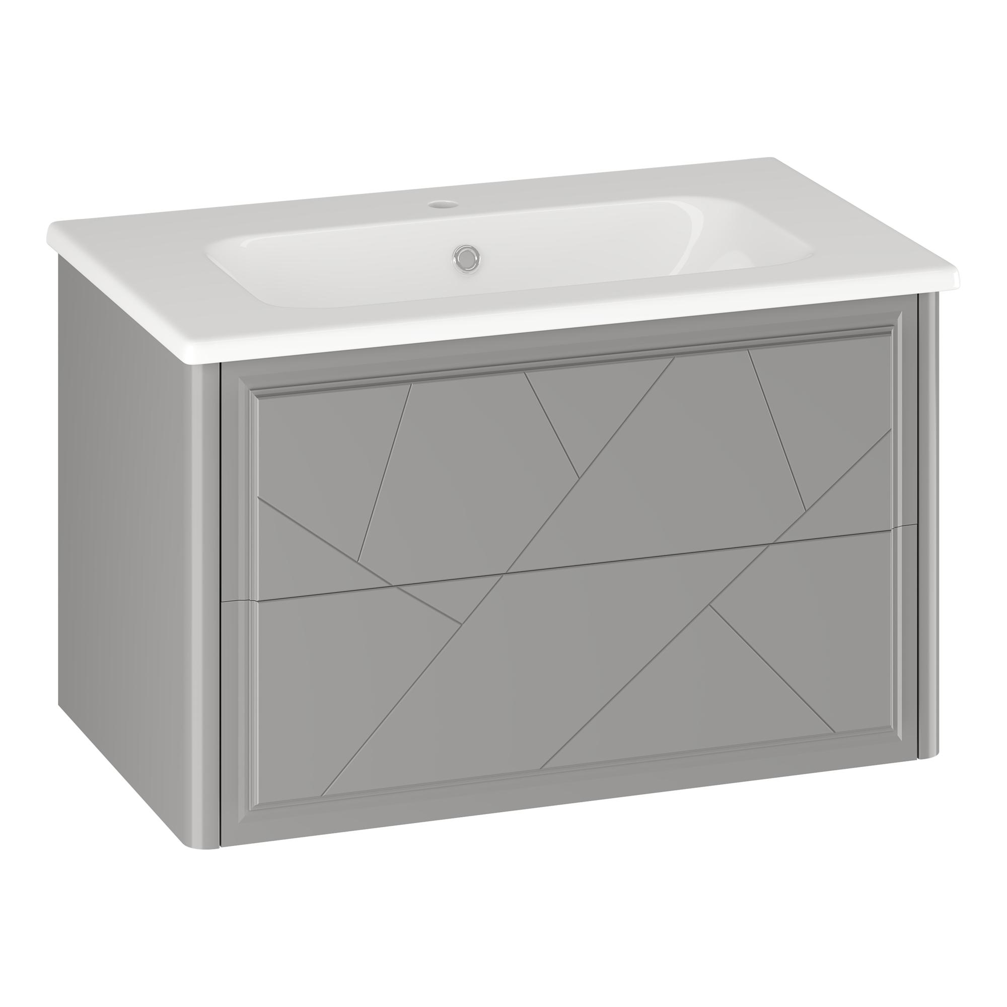 Тумба OPADIRIS Луиджи 80, серый матовый, подвесная, вар. 2 (под раковину Dreja Эйфория 80)