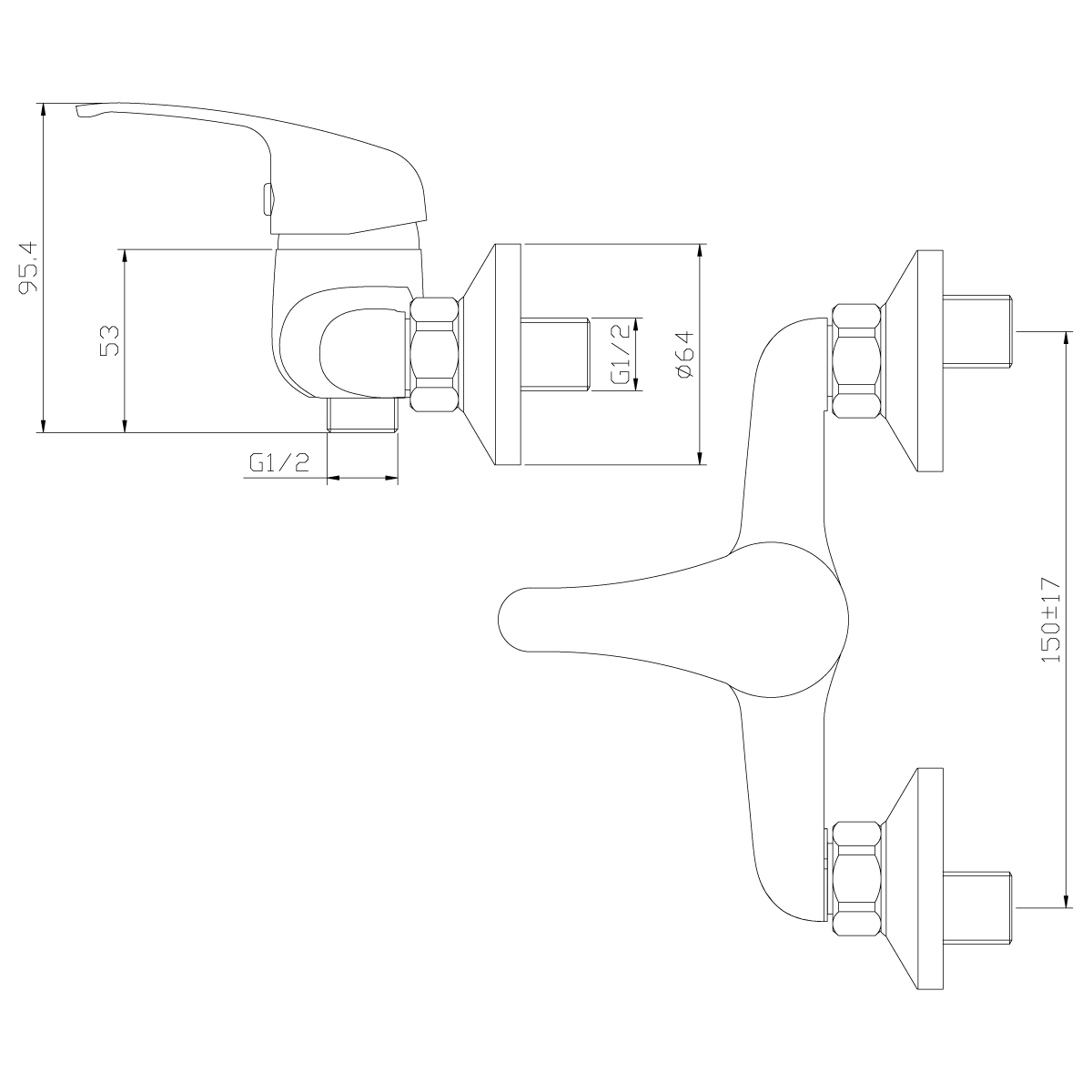 Смеситель Rossinka Y35-41 для душа, хром