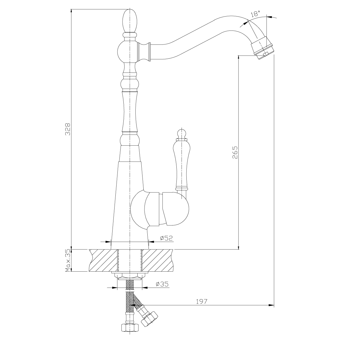 Смеситель Rossinka Z35-20U для кухни, хром