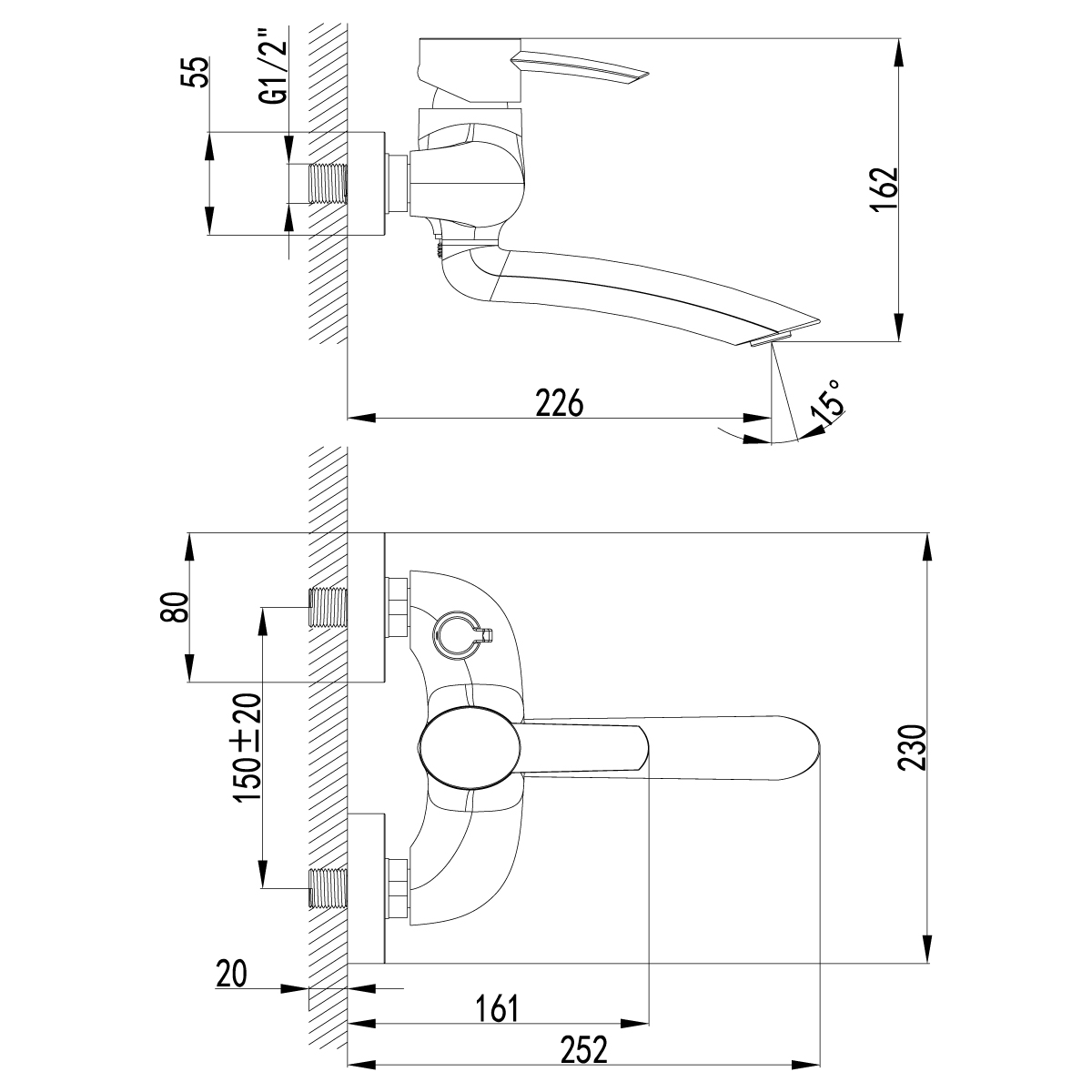 Смеситель Lemark Atlantiss LM3214C для ванны, хром