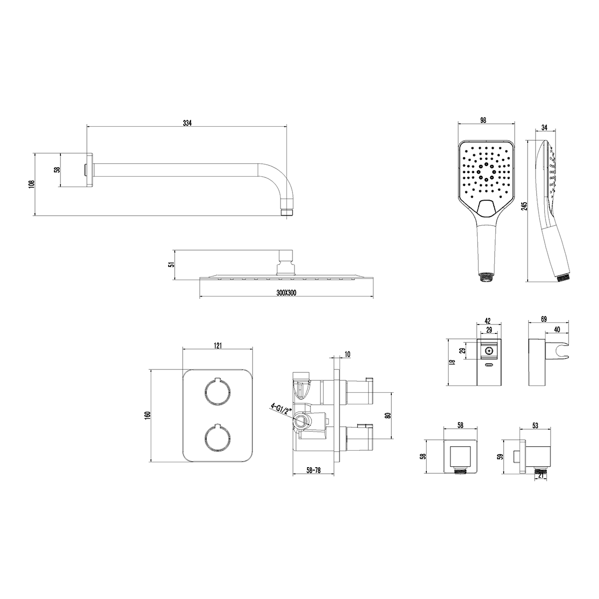 Смеситель Lemark Yeti LM7849C для душа, термостатический, встраиваемый, хром