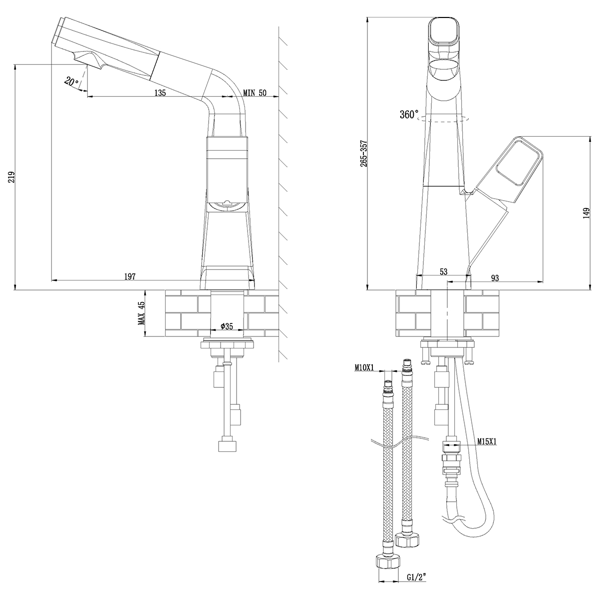 Смеситель Lemark Soul LM6008BR для кухни/раковины, черный/красный