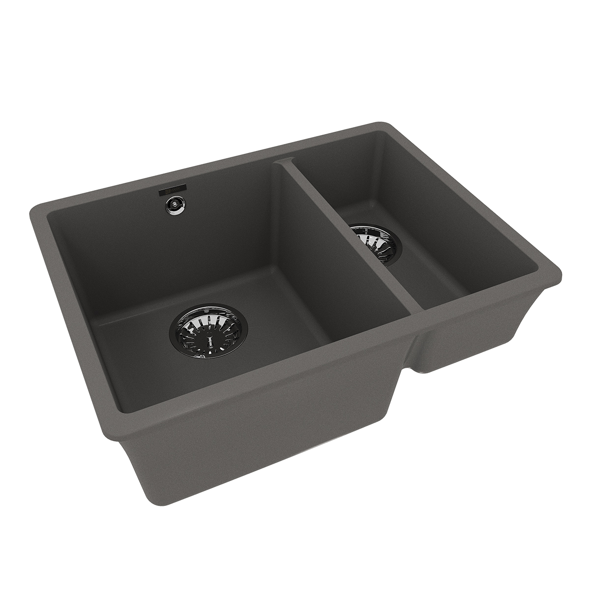 Мойка кухонная Lemark SINARA 550.2-U подстольного монтажа с доп.чашей из кварцгранита, серый шёлк