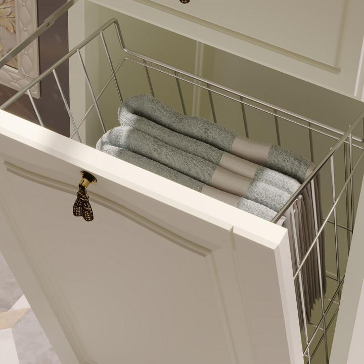 Пенал OPADIRIS Риспекто 40, слоновая кость, с бельевой корзиной, левый, вар. 2