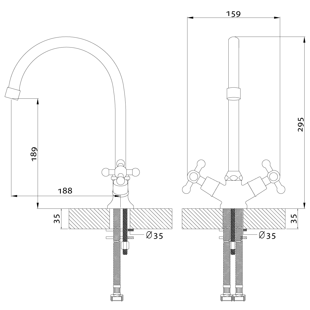 Смеситель Rossinka G02-72 для кухни, хром