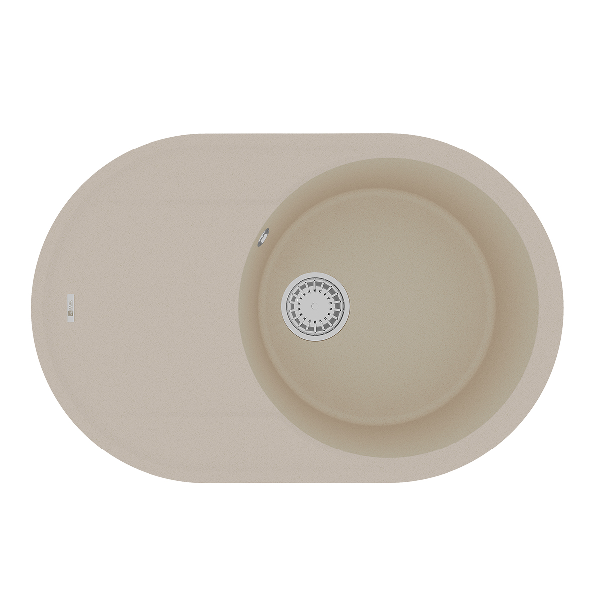 Мойка кухонная Lemark LACHA 760 врезная овальная с крылом из кварцгранита, бежевый