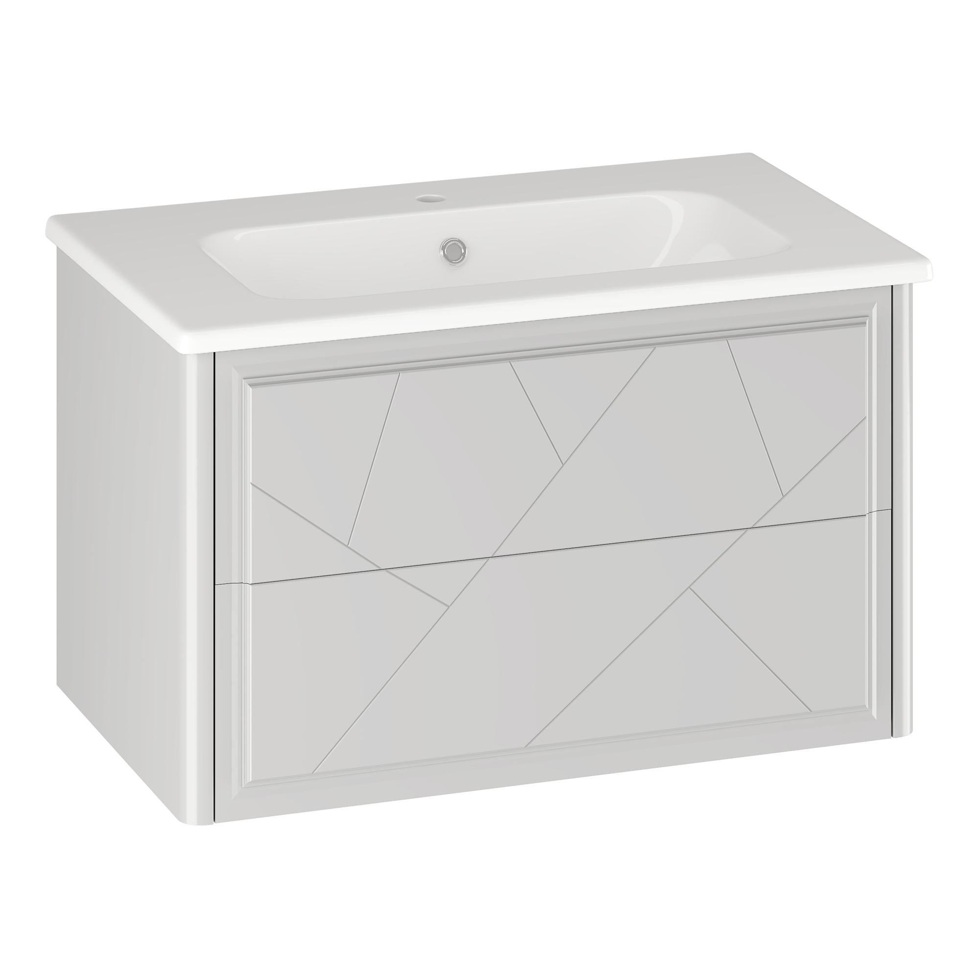 Тумба OPADIRIS Луиджи 80, белый матовый, подвесная, вар. 2 (под раковину Dreja Эйфория 80)