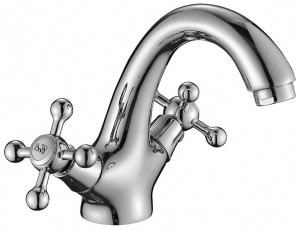 Смеситель DECOROOM DR54011 двуручный для умывальника монолитный, хром