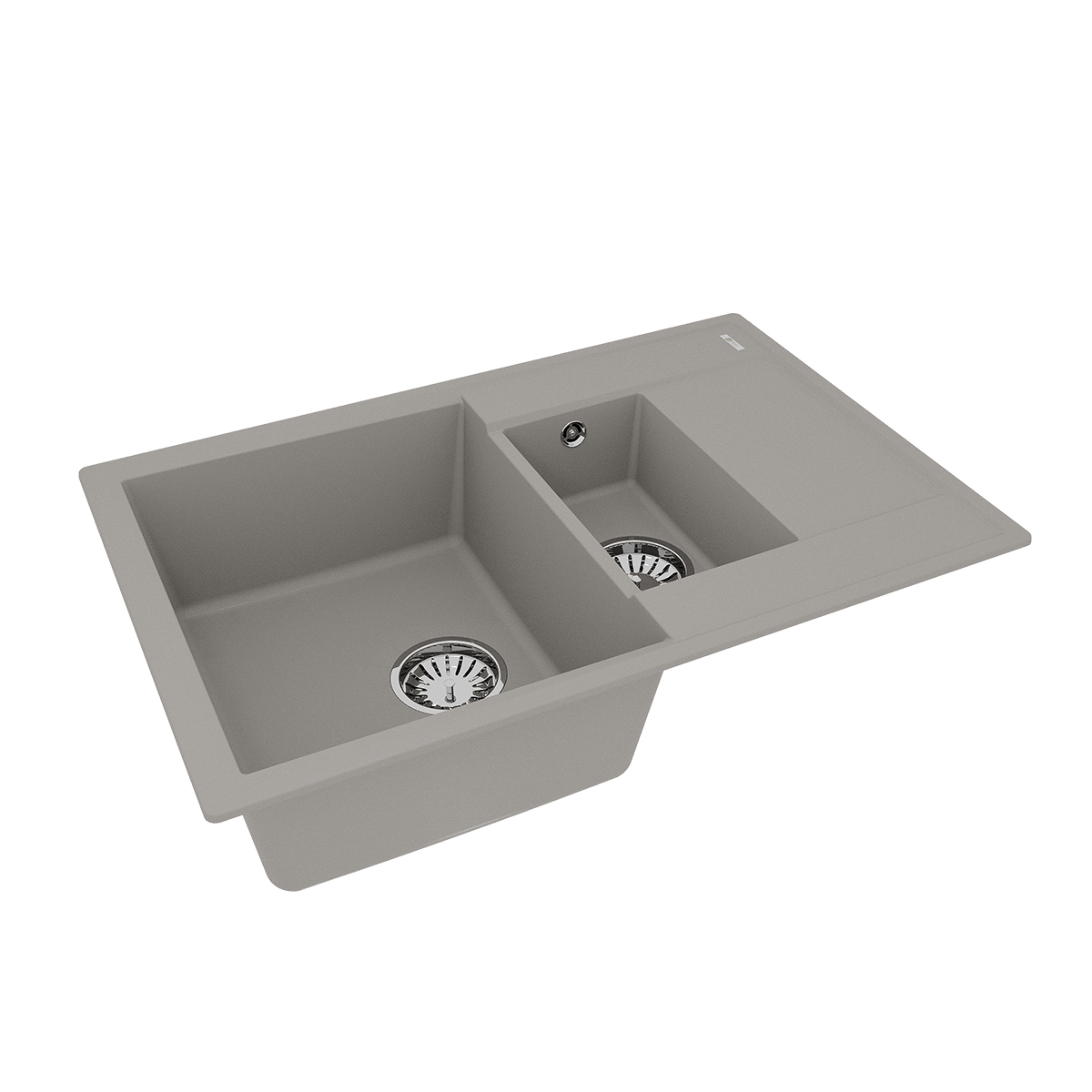 Мойка кухонная Lemark RAMZA 760 врезная прямоугольная с доп.чашей и крылом из кварцгранита, грей