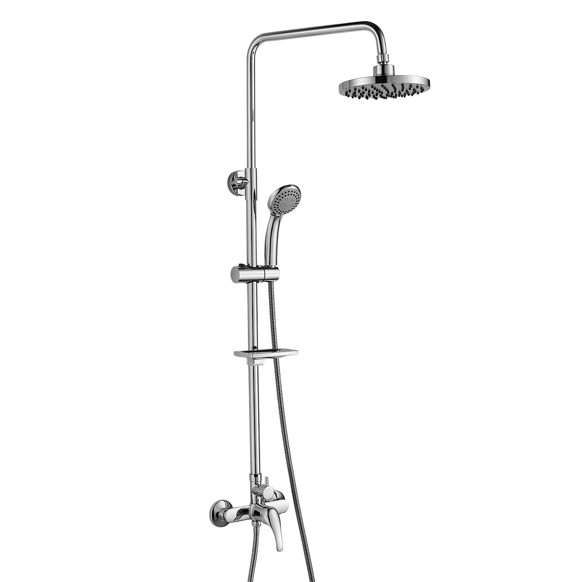 Смеситель Rossinka A35-45 для душа с регулируемой высотой штанги и лейкой "Тропический дождь", хром