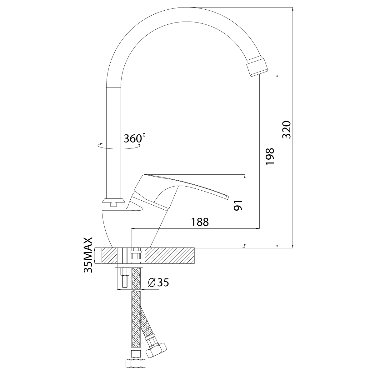 Смеситель Rossinka D40-23 для кухни, хром