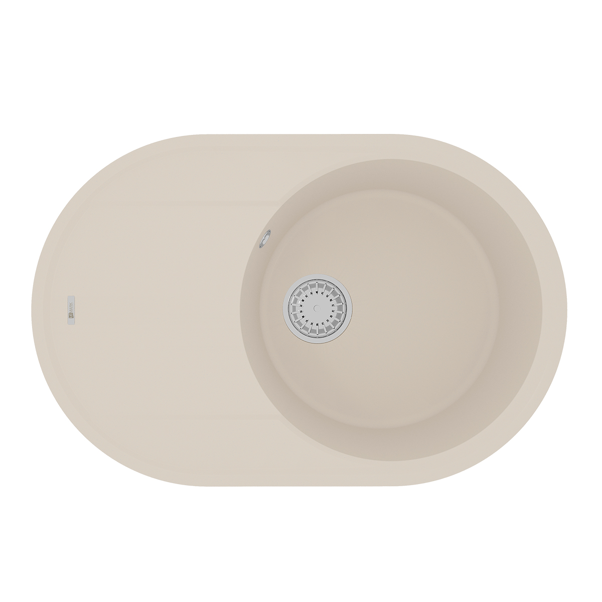 Мойка кухонная Lemark LACHA 760 врезная овальная с крылом из кварцгранита, шампань 