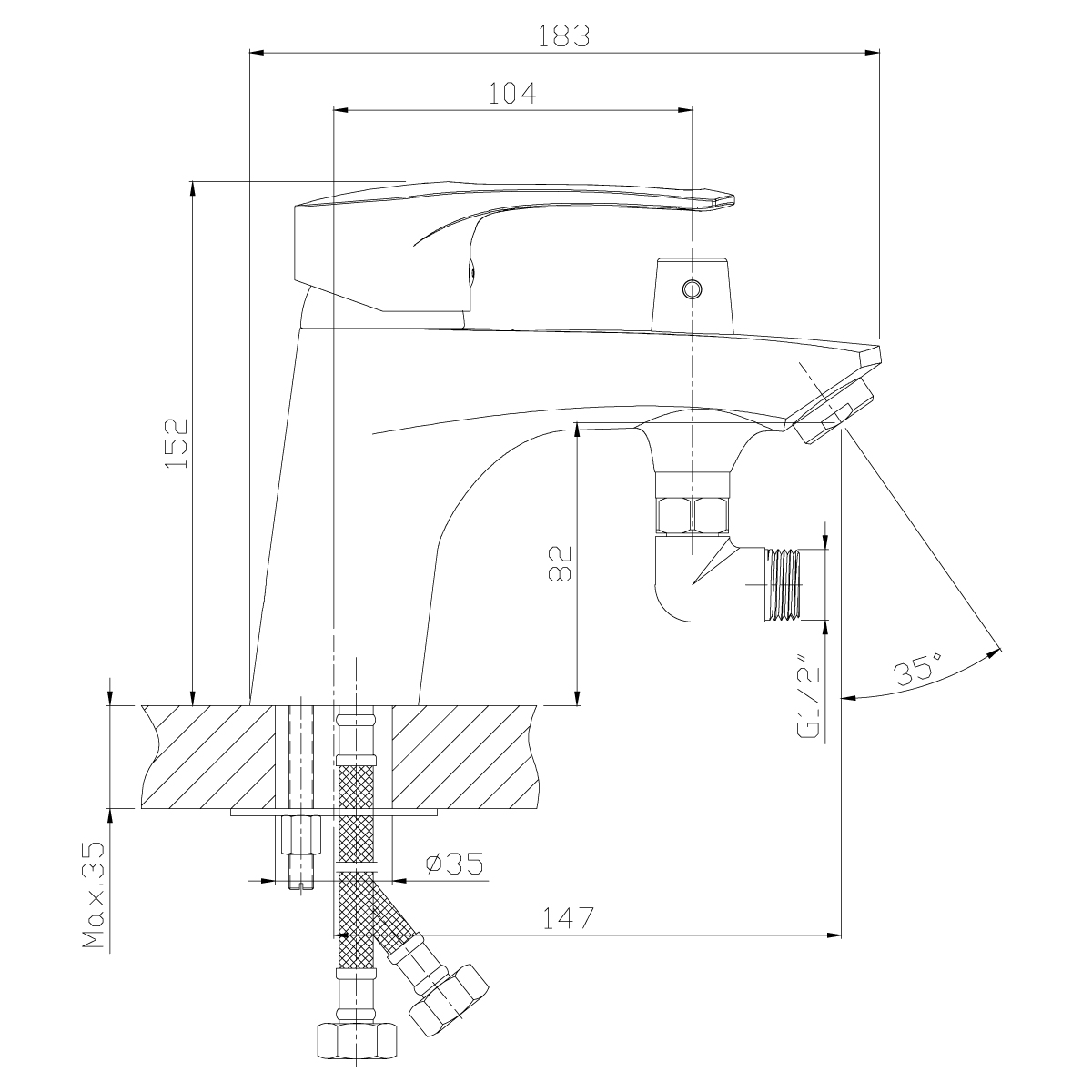 Смеситель Rossinka T40-38 на борт ванны на 1 отверстие, хром