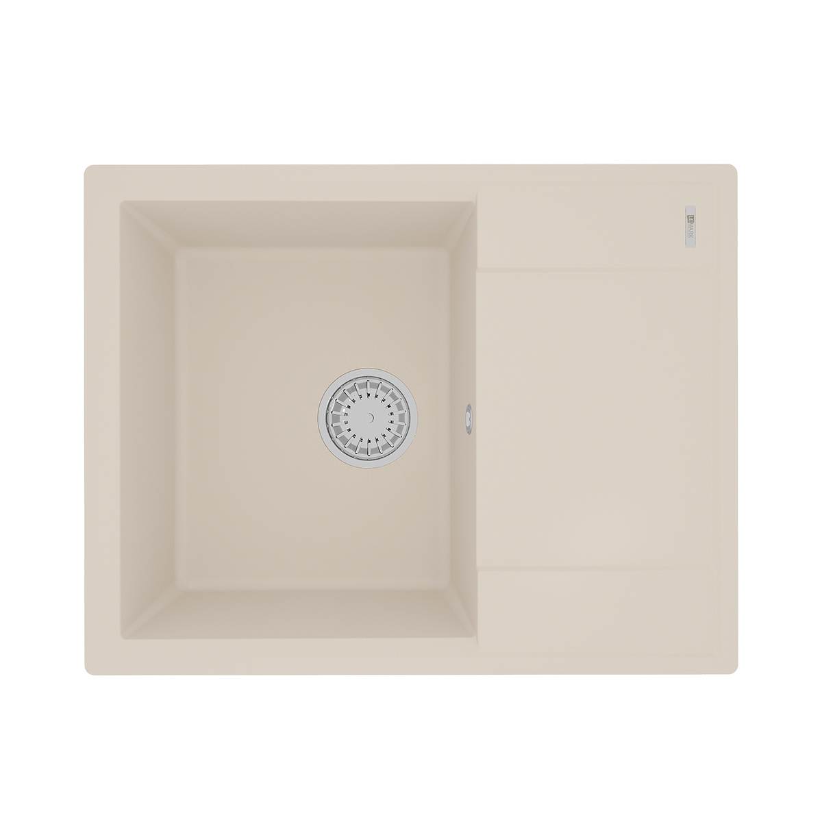 Мойка кухонная Lemark IMANDRA 640 врезная прямоугольная с крылом из кварцгранита, шампань 