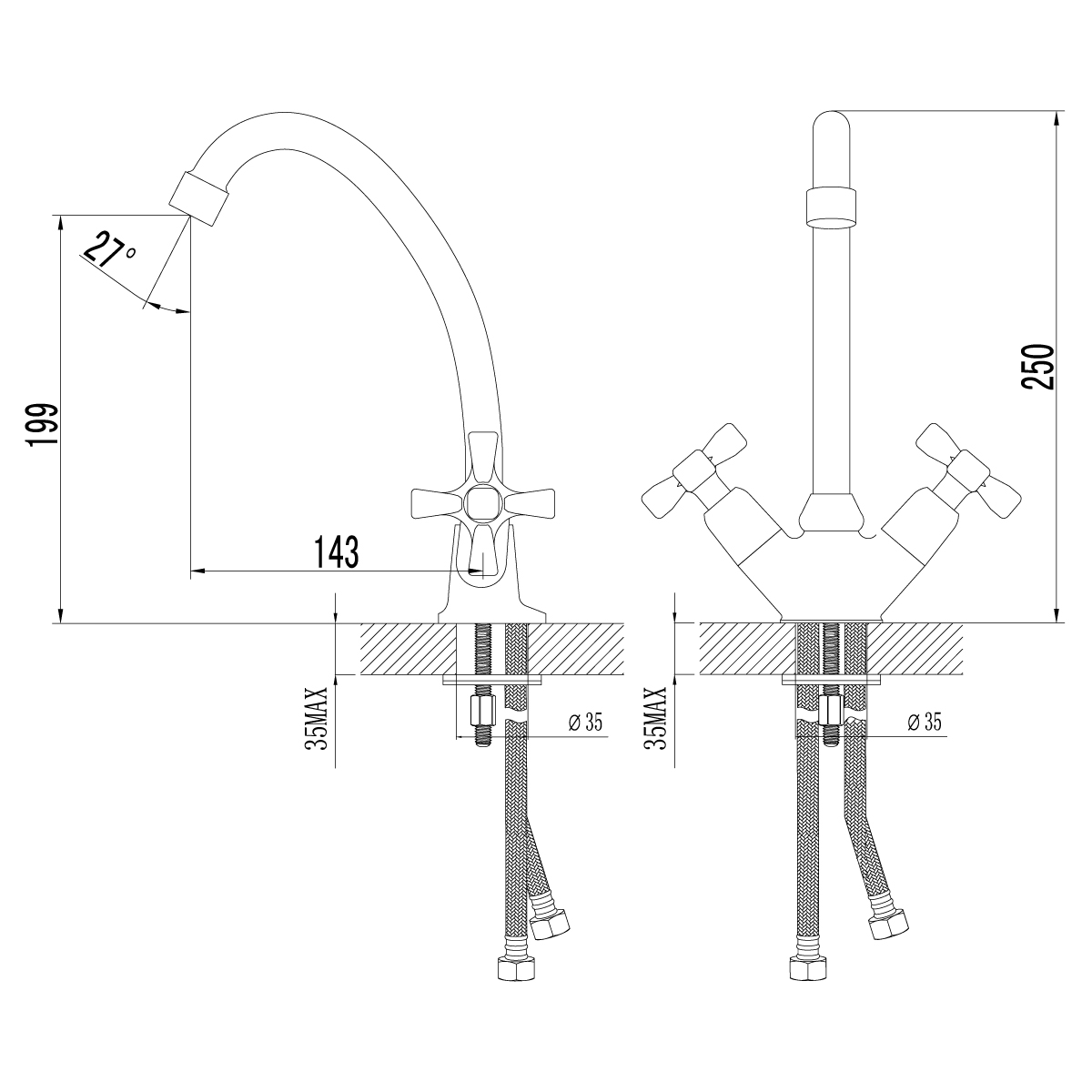 Смеситель Lemark Benefit LM2504C для кухни, хром