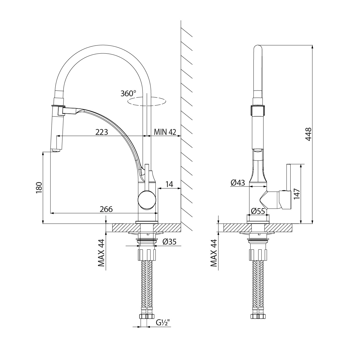 Смеситель Lemark Soul LM6007BL для кухни, черный