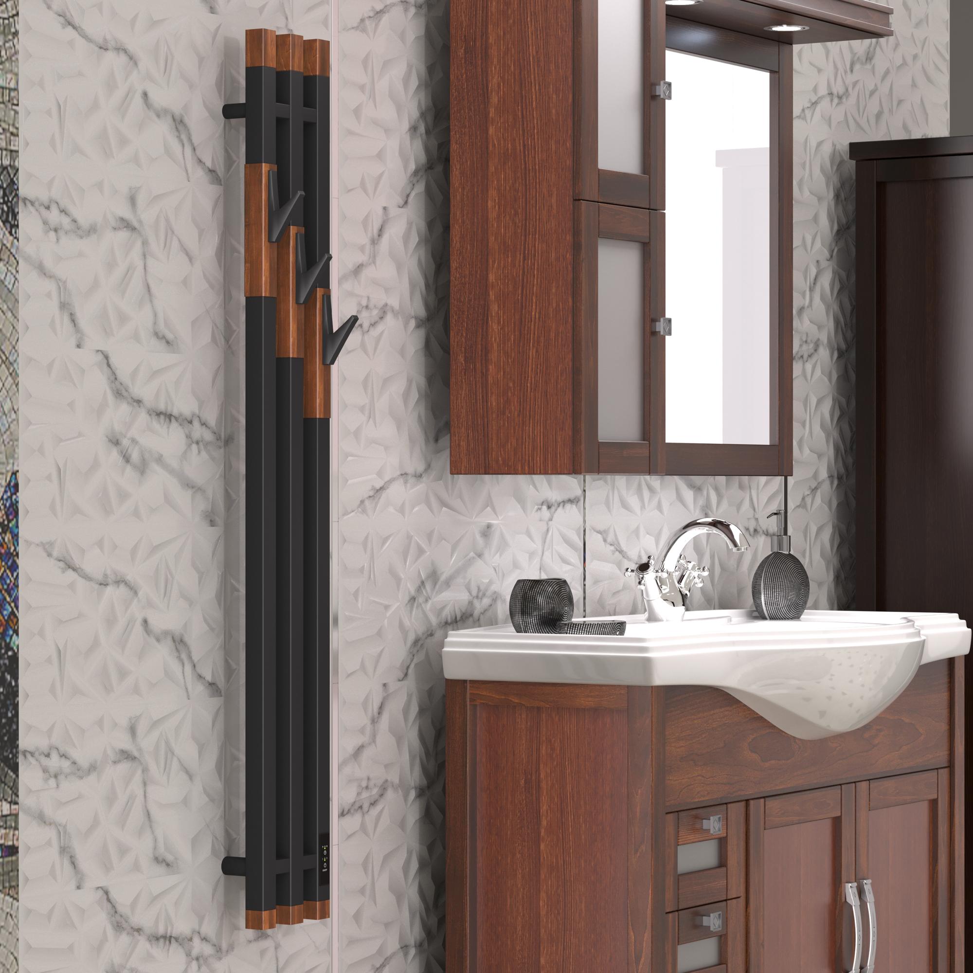 Полотенцесушитель электрический OPADIRIS Мираж OS83322BN накладные крючки, черн.матов./светлый орех