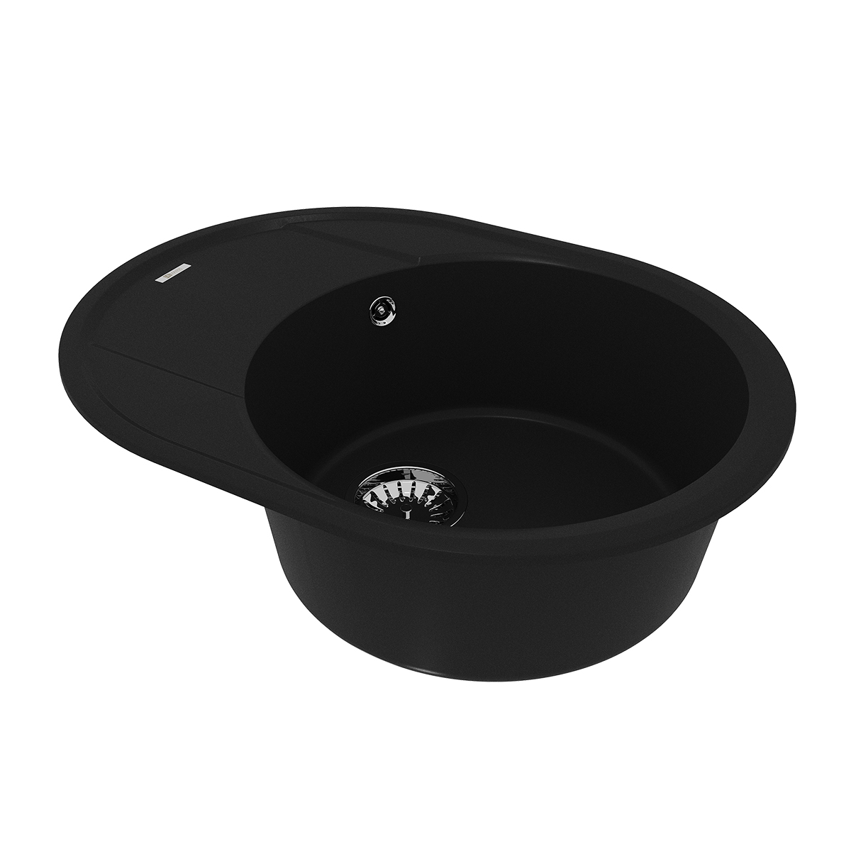 Мойка кухонная Lemark LACHA 620 врезная овальная с крылом из кварцгранита, антрацит 