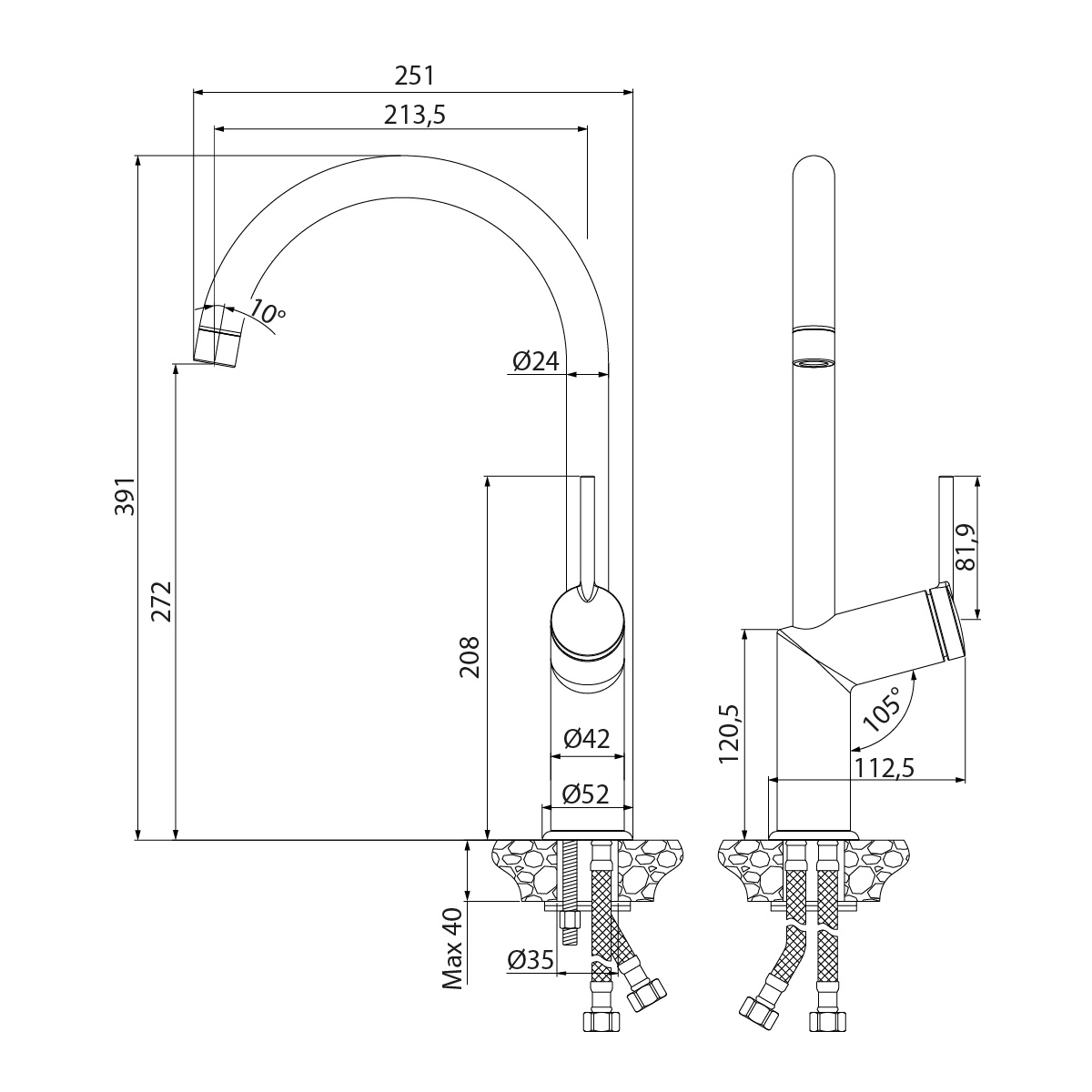Смеситель Lemark Minima LM3805C для кухни, хром
