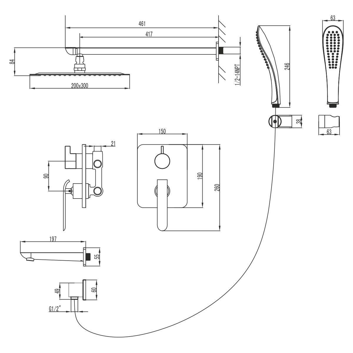 Смеситель Lemark Melange LM4922CW для ванны и душа, встраиваемый, хром/белый