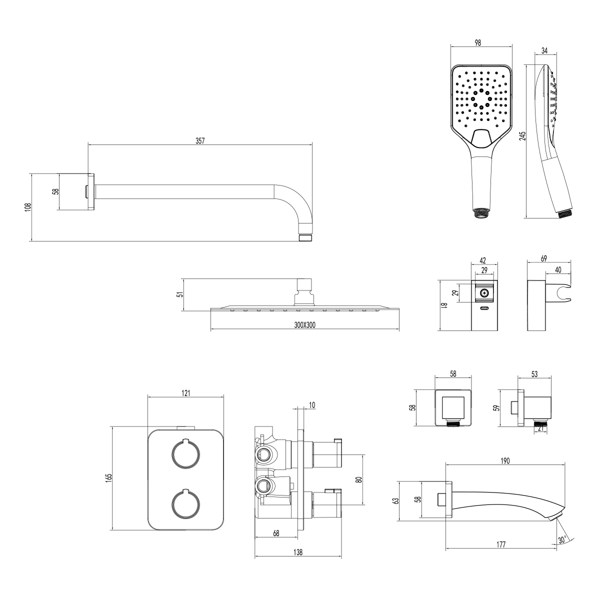 Смеситель Lemark Yeti LM7842C для ванны и душа, термостатический, встраиваемый, хром