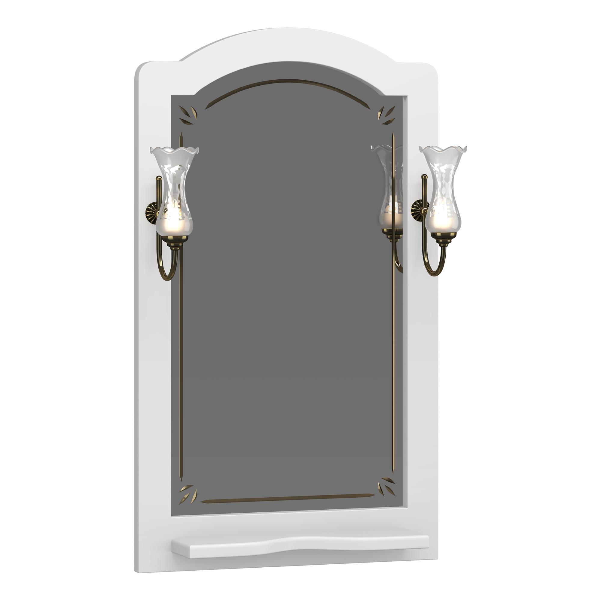 Зеркало OPADIRIS Лоренцо 60, белый матовый, с выключателем, вар. 3