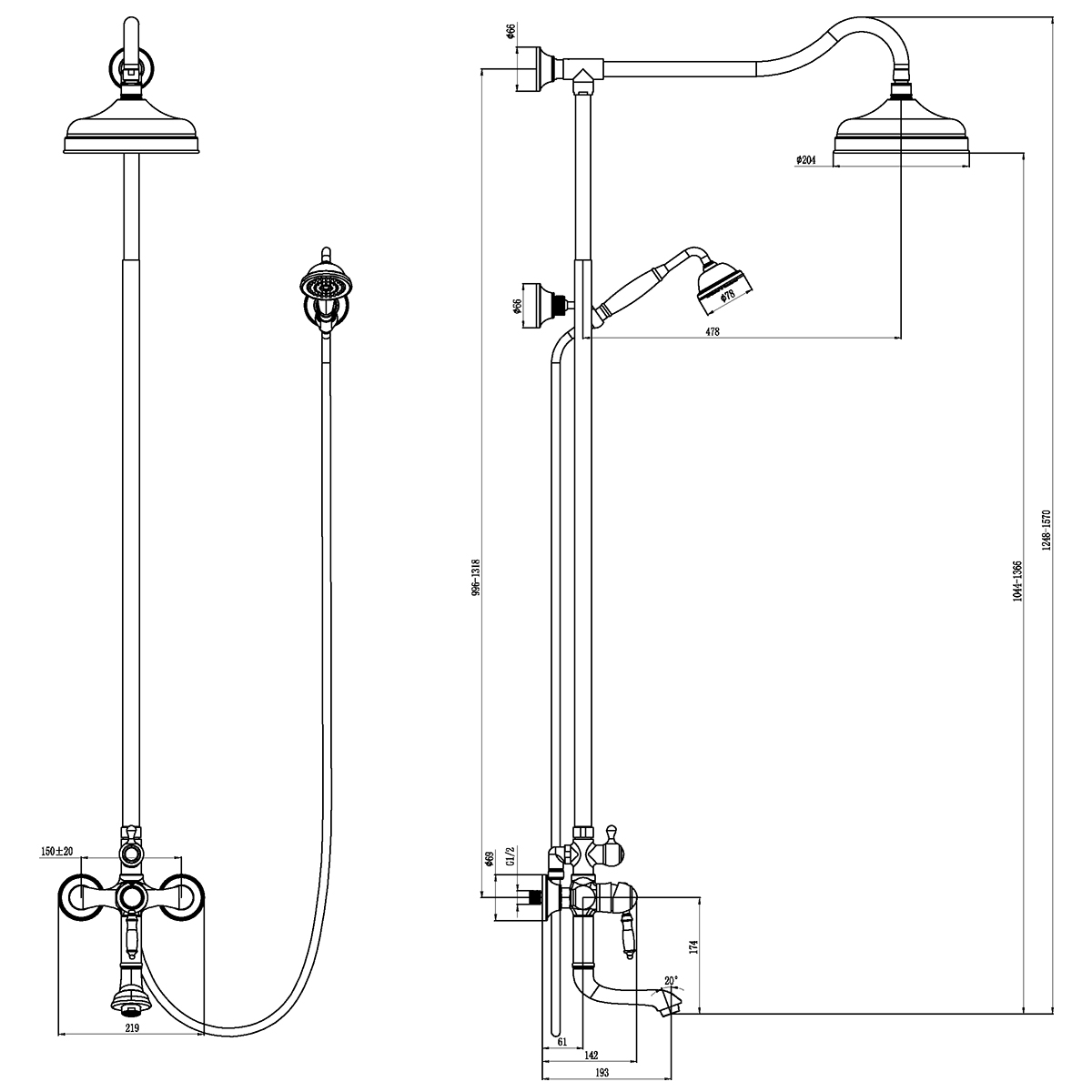 Смеситель Lemark Villa LM4862B для ванны и душа, бронза