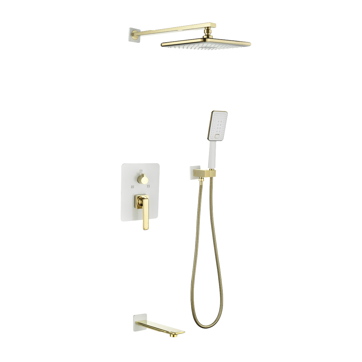 Смеситель Lemark Mista LM6422WG для ванны и душа, встраиваемый, белый/золото