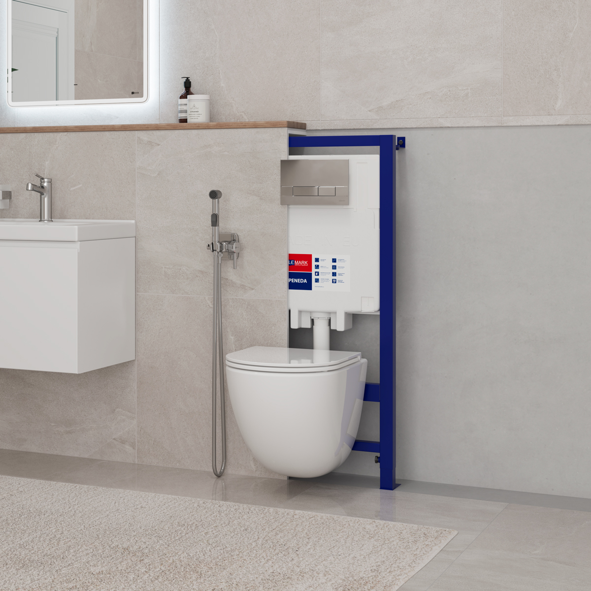 Система инсталляции Lemark PENEDA 9880001 для подвесных унитазов, механическая, без кнопки смыва