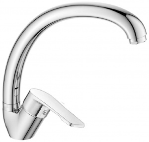 Смеситель DECOROOM DR23021 одноручный  для кухни с высоким поворотным изливом, хром