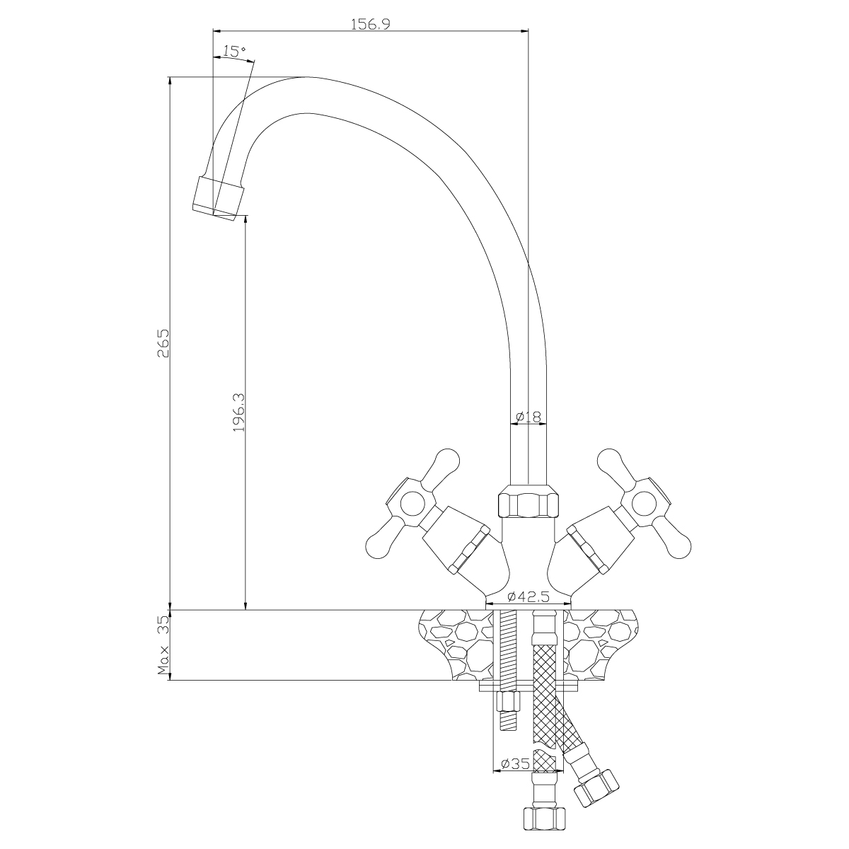 Смеситель Rossinka Y02-71 для кухни, хром