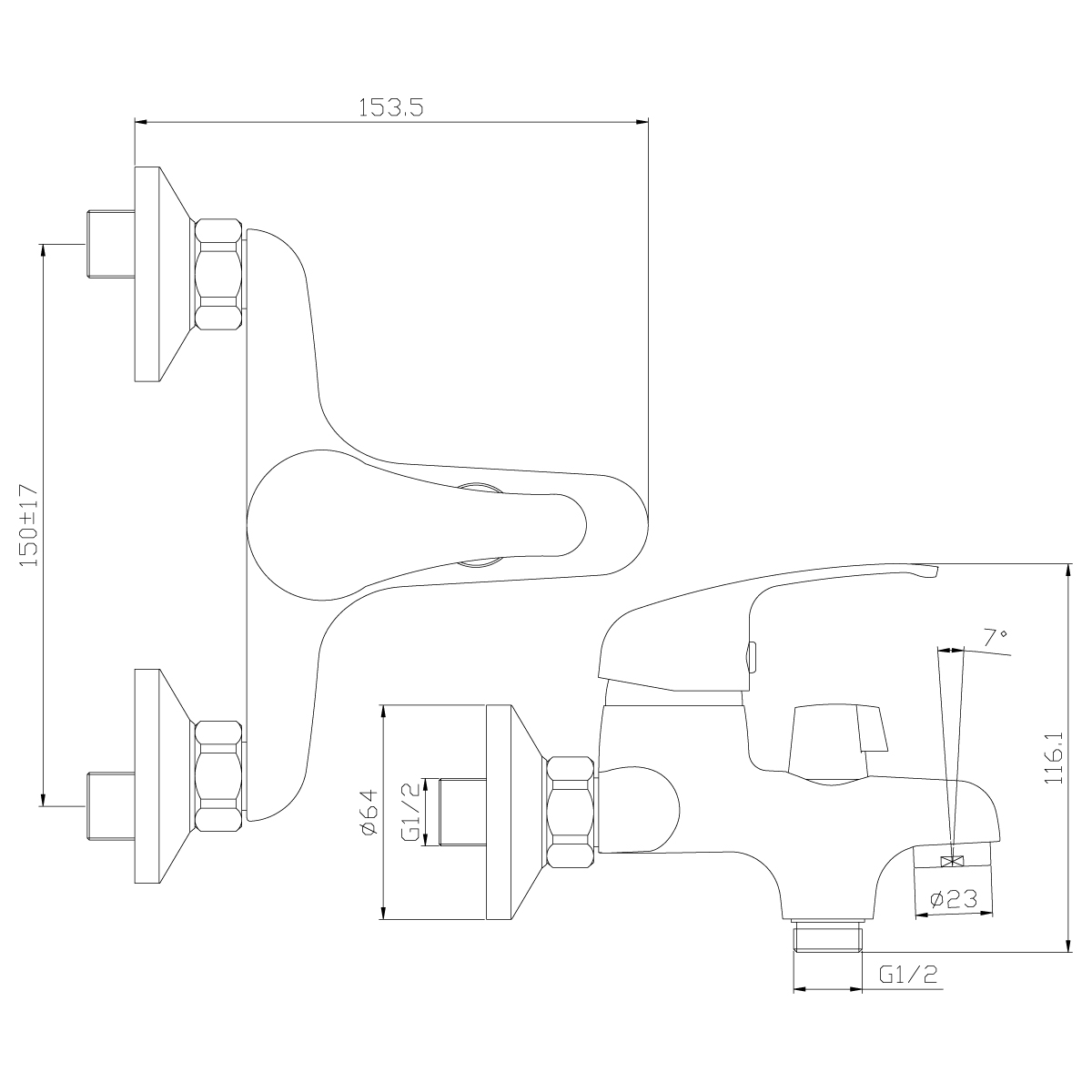 Смеситель Rossinka Y35-30 для ванны, хром