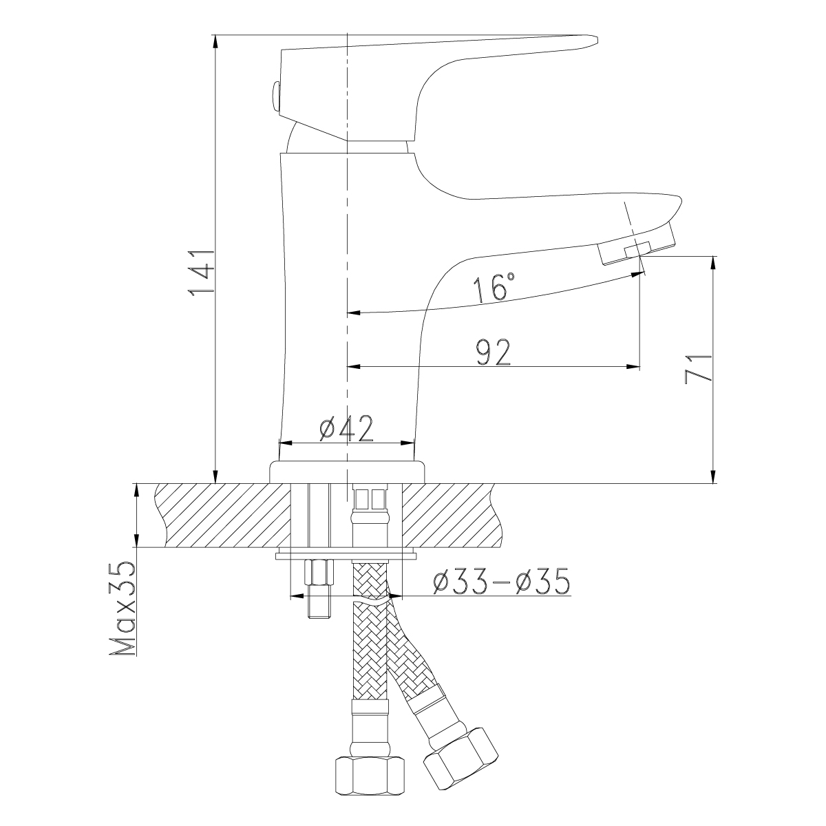 Смеситель Rossinka RS31-11 для раковины, хром