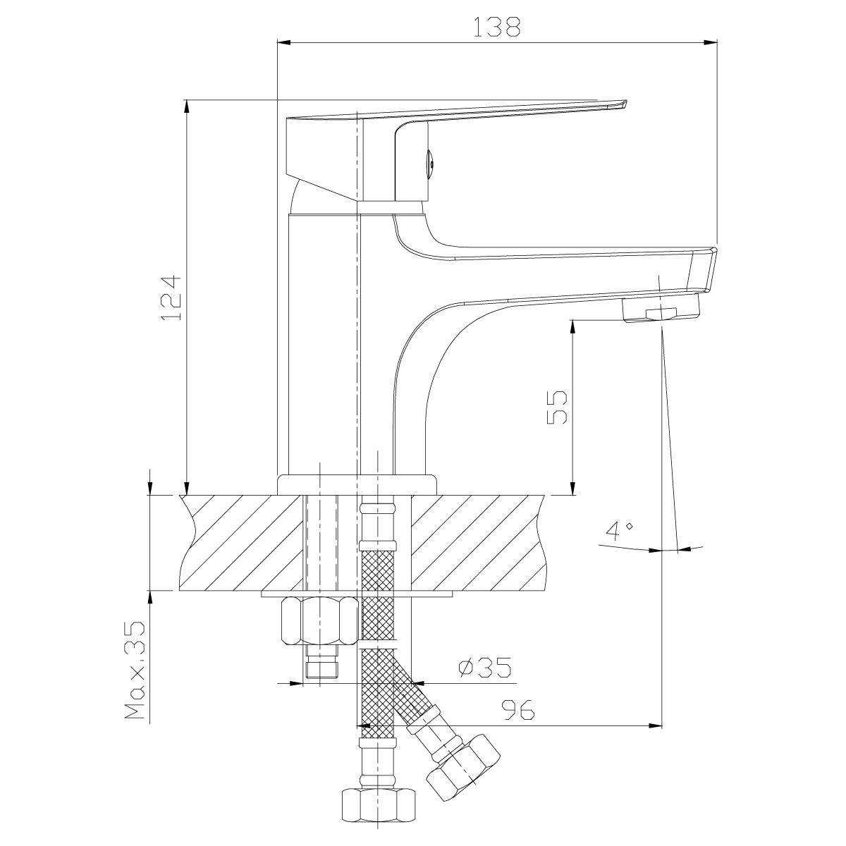 Смеситель Rossinka S35-15 для раковины и биде, хром