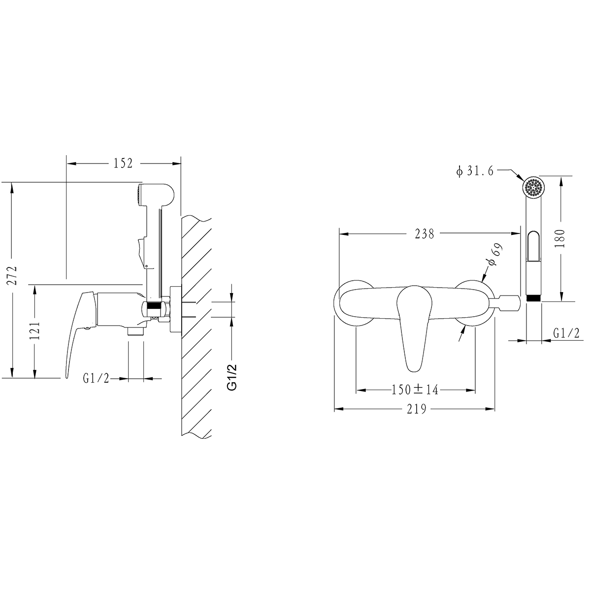 Смеситель Lemark Linara LM0418C с гигиеническим душем, хром