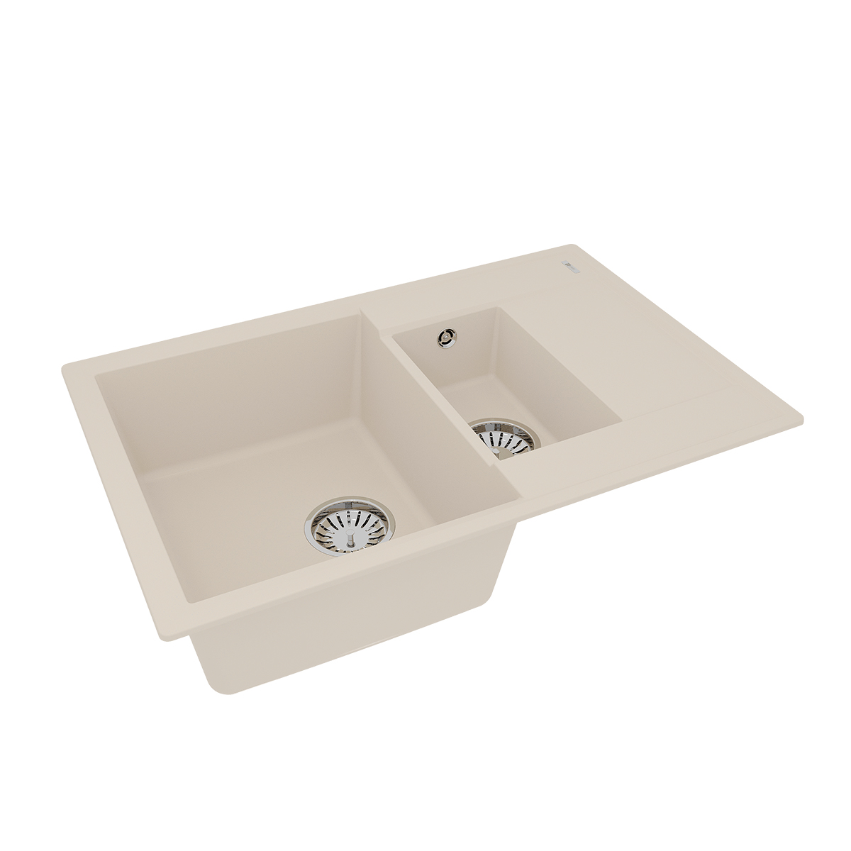 Мойка кухонная Lemark RAMZA 760 врезная прямоугольная с доп.чашей и крылом из кварцгранита, шампань 